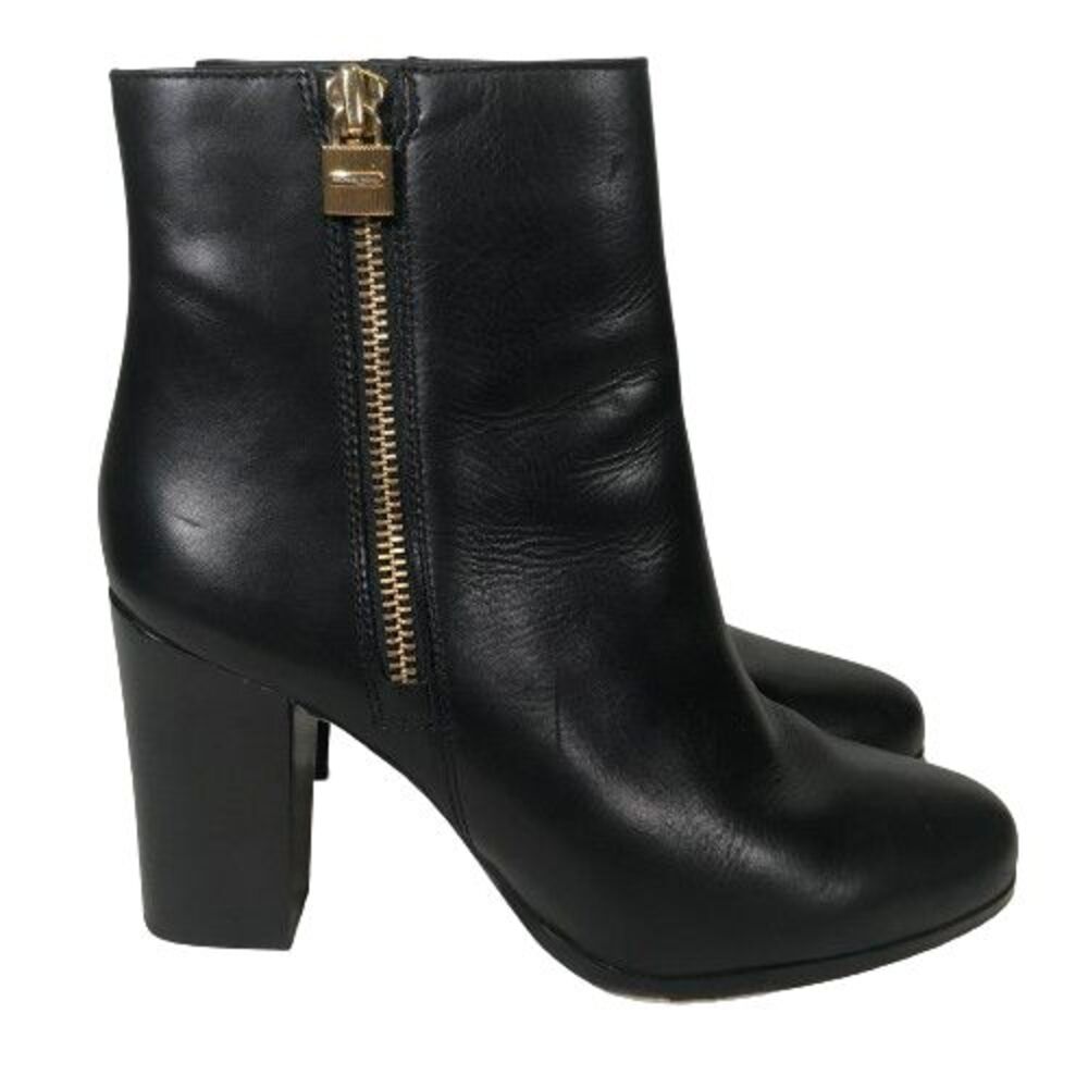 Michael Kors Black Ankle Boots with Gold Zipper